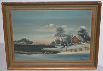 WINTER SCENE OIL PAINTING
