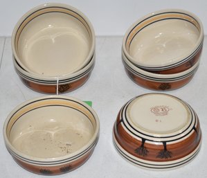 SET (6) CONTEMPORY MOCHAWARE STYLE BOWLS