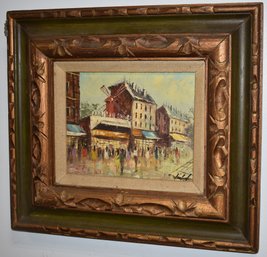 VINTAGE STREET SCENE OIL PAINTING