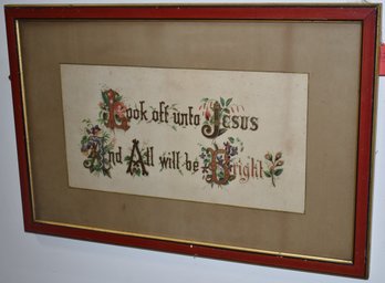 VINTAGE COLORED LITHOGRAPH MOTTO