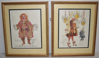 (2) COLORED SATTIRE PRINTS