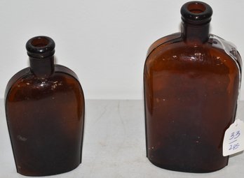 (2) AMBER SIDE STRAP FLASKS