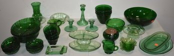 LOT GREEN DEPRESSION GLASS