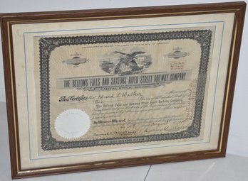 FRAMED STOCK CERTIFICATE