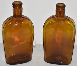 (2) HONEY AMBER SIDE STRAP FLASKS