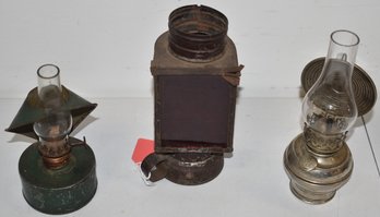 (3) EARLY OIL LAMPS
