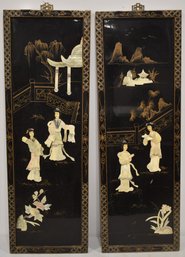 (2) ASIAN BLACK LACQUER PANELS