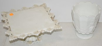 2 PC'S MILK GLASS