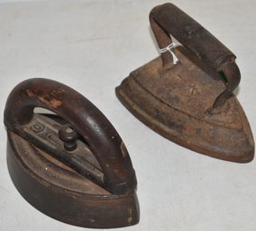(2) VINTAGE CAST IRON SAD IRONS