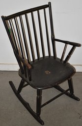 PAINTED ROD BACK WINDSOR ARM CHAIR ROCKER