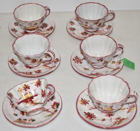 (6) ITALIAN POTTERY CUPS & SAUCERS