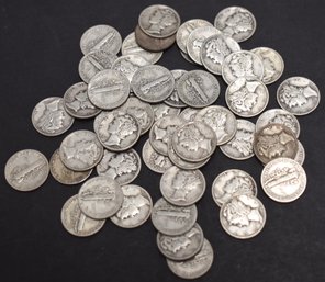 (50) MISC U.S. SILVER MERCURY DIMES