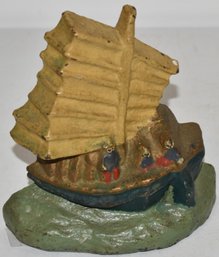PAINTED CHINESE JUNKET SHIP DOORSTOP