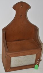 PRIMATIVE HNAGING WALL BOX W/ PEIRCED TIN FRONT PANEL