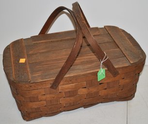 VINTAGE WOVEN SPLINT PICNIC BASKET