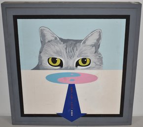 PAUL LAFFOLEY OUTSIDER ART CAT PAINTING