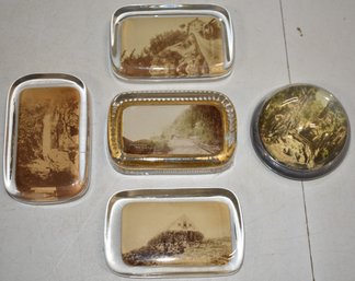 (5) VINTAGE NH GLASS PAPERWEIGHTS