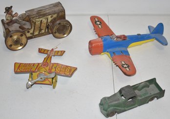 LOT (4) VINTAGE METAL TOYS