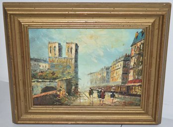 EUROPEAN STREET SCENE OIL PAINTING