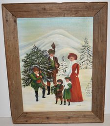 M. NOYES WINTER SCENE OIL PAINTING