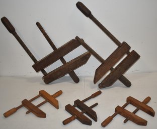 (5) ANTIQUE WOOD CLAMPS
