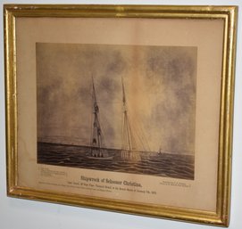 SHIPWRECK OF SCHOONER CHRISTINA ENGRAVING