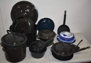 VINTAGE ENAMEL COOKWARE & KITCHENWARE