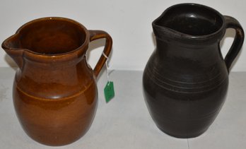 (2) STONEWARE PITCHERS