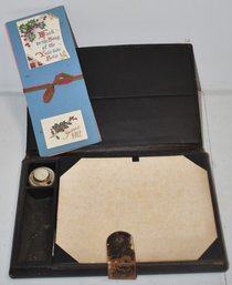 VINTAGE LAP DESK W/ MIXED EPHEMERA
