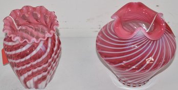 2 PC. CRANBERRY OPALESCENT GLASS