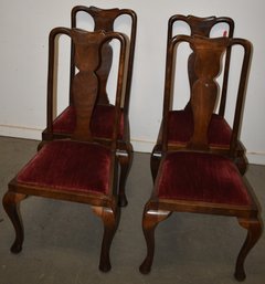 SET (4) MAHOGANY QUEEN ANNE STYLE CHAIRS