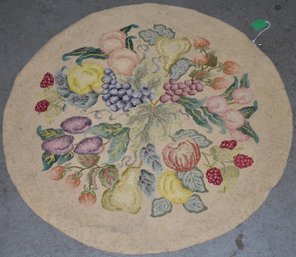 VINTAGE RD FLROAL & FRUIT HOOKED RUG