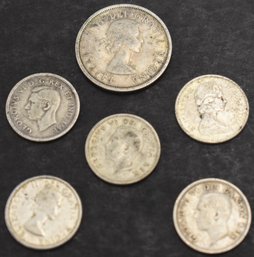 (6) MISC .800 SILVER CANADIAN COINS