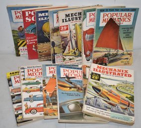 (13) VINTAGE POPULAR MECHAINCS MAGIZINES
