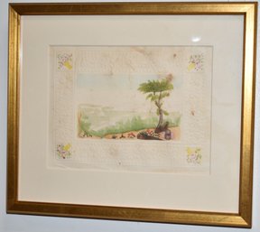 EARLY EMBOSSED WATERCOLOR PICTURE