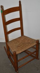 19TH CENT LADDERBACK ROCKER W/ RUSH SEAT