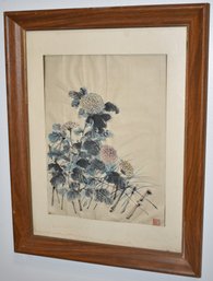 ASIAN WATERCOLOR PAINTING ON SILK PAPER