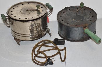 (2) VINTAGE HANDLED POPCORN POPPERS