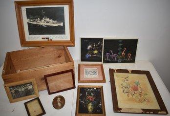 LOT MISC FRAMED ITEMS & FRAMES
