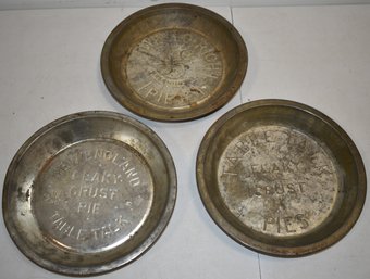 (3) VINTAGE TIN ADVERTISING PIE PLATES