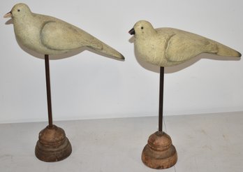 PR. CARVED WOODEN DOVES