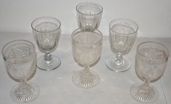 LOT (6) PATTERN GLASS & CUT GLASS GOBLETS