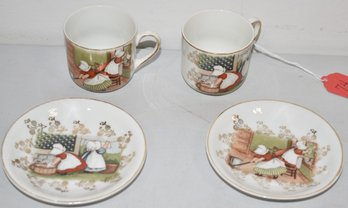 (2) ROYAL BAYREUTH SUNBONNET BABIES CUPS & SAUCERS