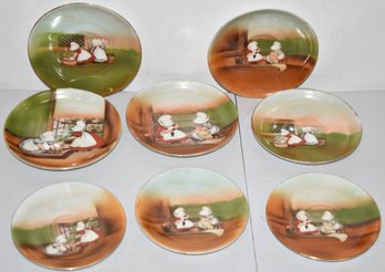 (9) ROYAL BAYREUTH SUNBONNET BABIES SAUCERS