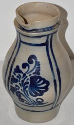 11 1/2' STONEWARE PITCHER W/ COBALT DECORATION