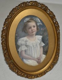 MINIATURE  PAINTING ON IVORY OF YOUNG GIRL