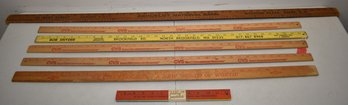 (9) VINTAGE WOODEN YARDSTICKS & RULERS