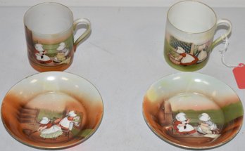 (2) ROYAL BAYREUTH SUNBONNET BABIES CUPS & SAUCERS