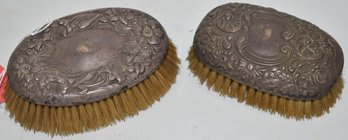 (2) GORHAM STERLING BRUSHES W/ REPOUSSE FLORAL DECORATION
