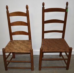 PR. LADDERBACK SIDE CHAIRS W/ WOVEN SPLINT SEATS